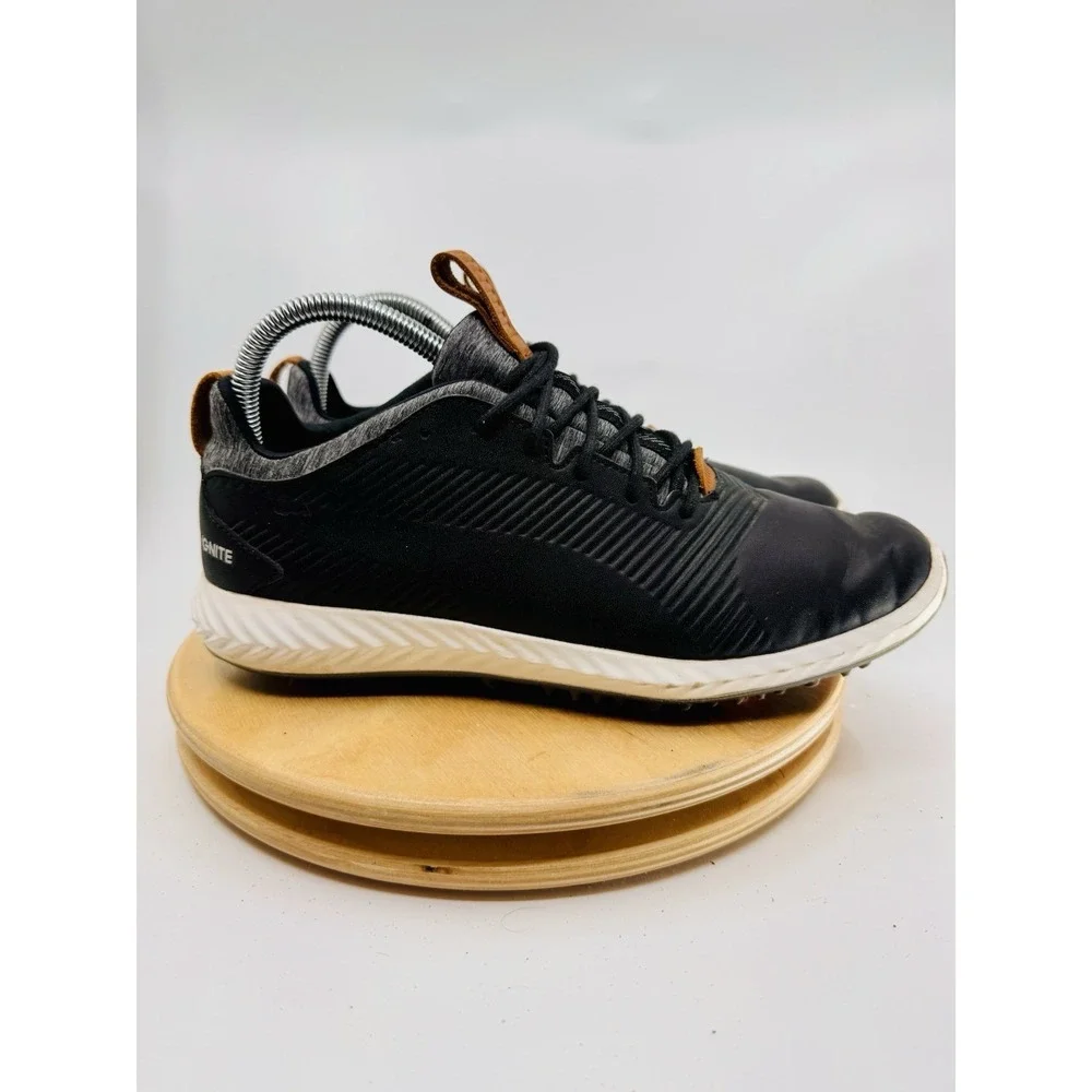 Puma Ignite Pwradapt Golf Shoes Mens 7‎ C Black Leather Spikes